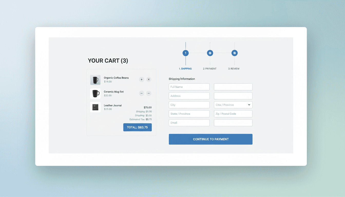 Simplified checkout funnel reducing cart abandonment