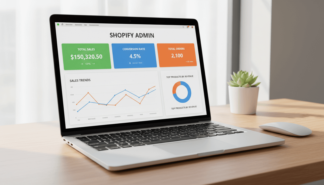 Shopify store dashboard showing conversion metrics and sales performance