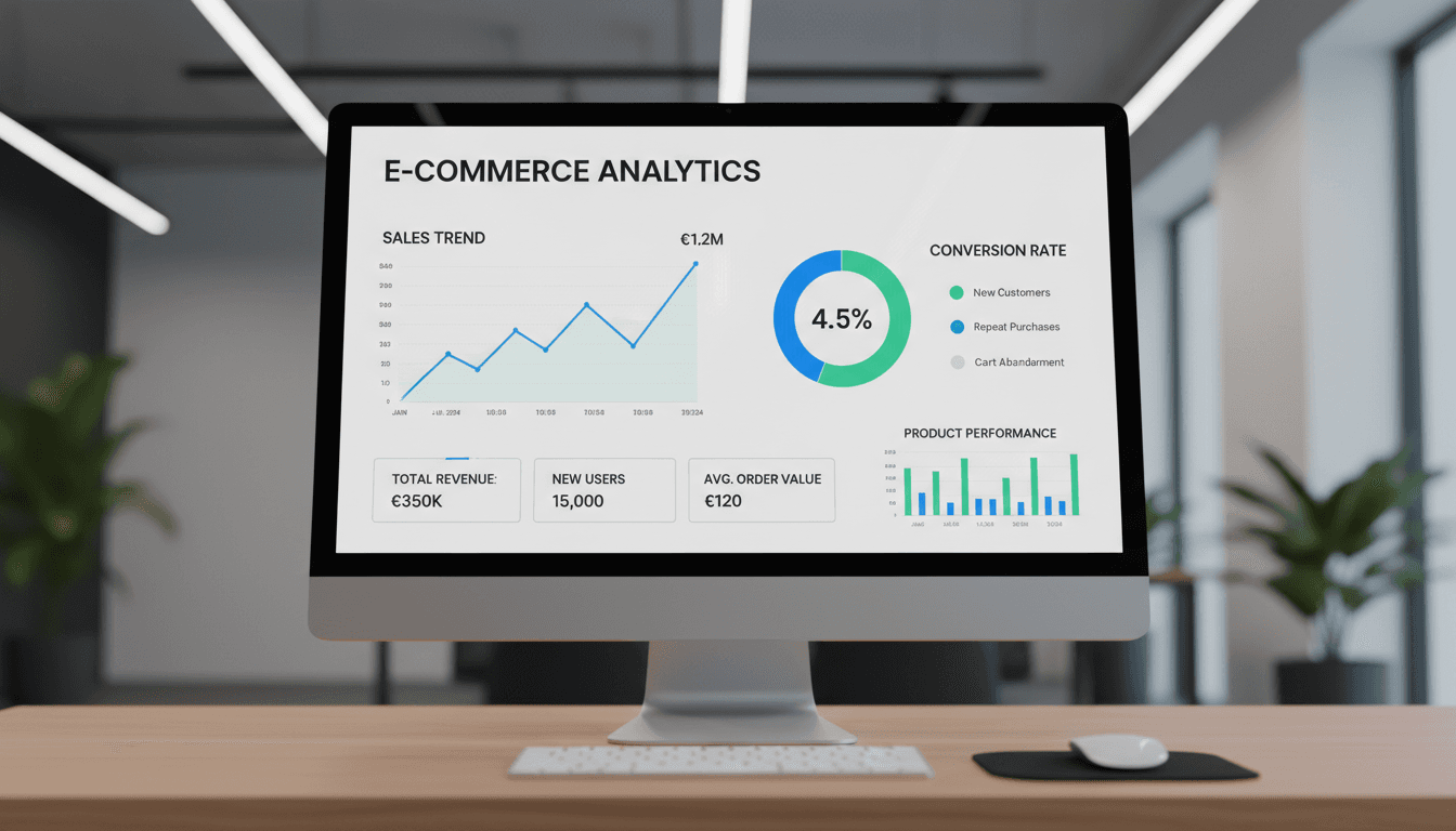 E-commerce analytics dashboard displaying conversion data and performance metrics