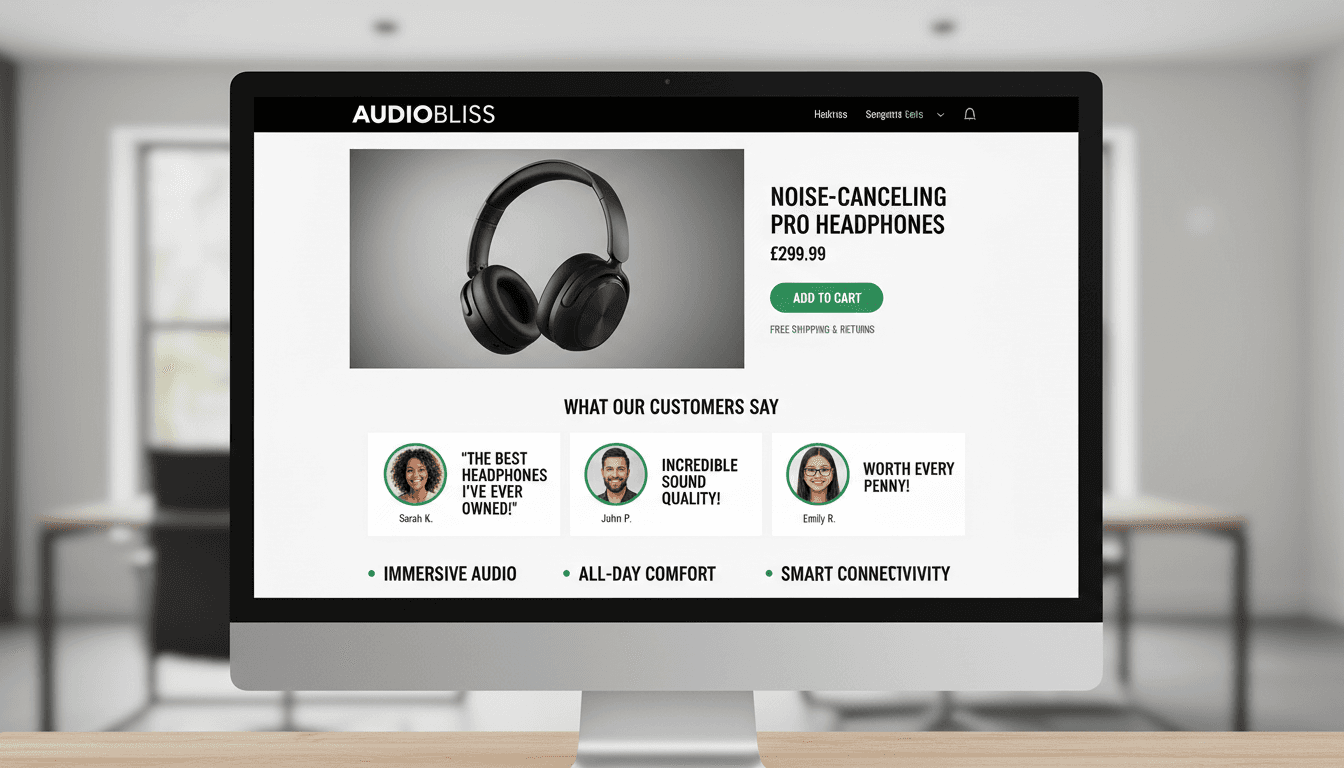 High-converting e-commerce product page layout with trust signals