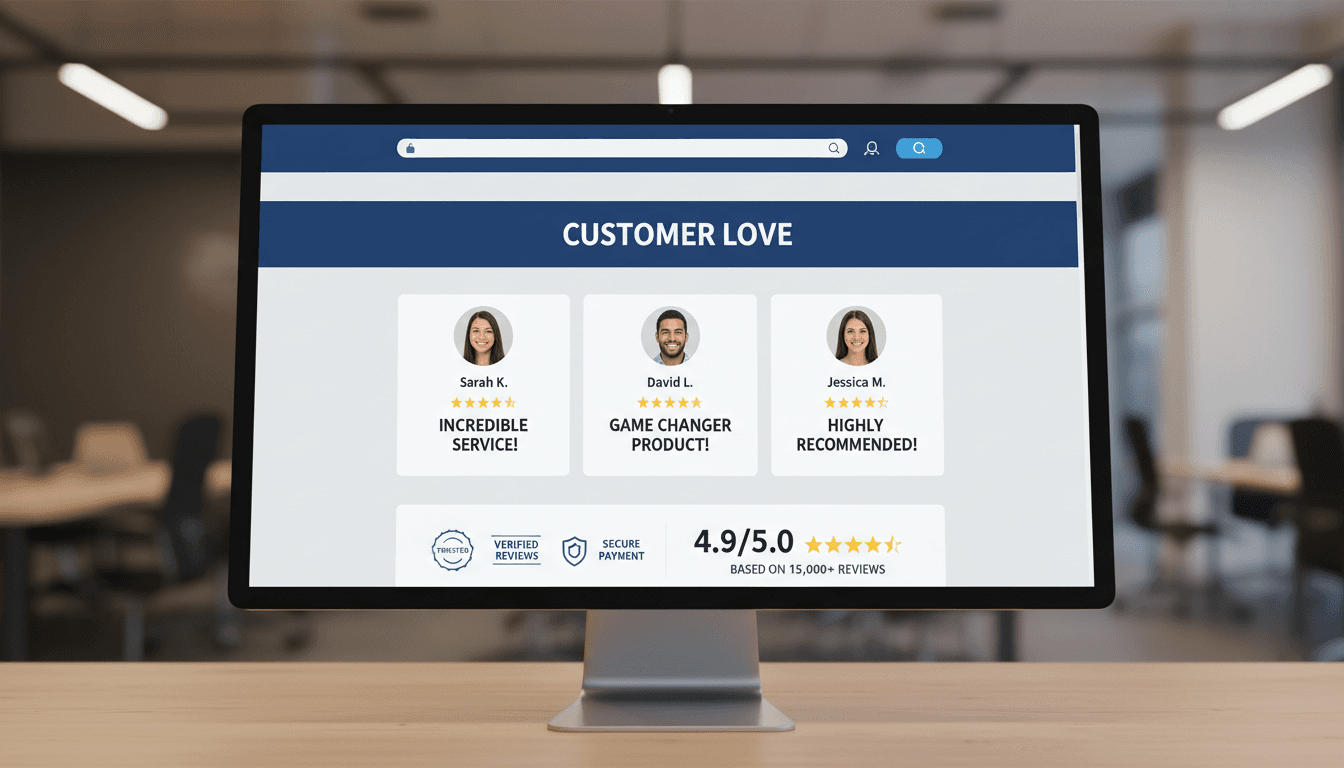 Trust signals and customer reviews on e-commerce site